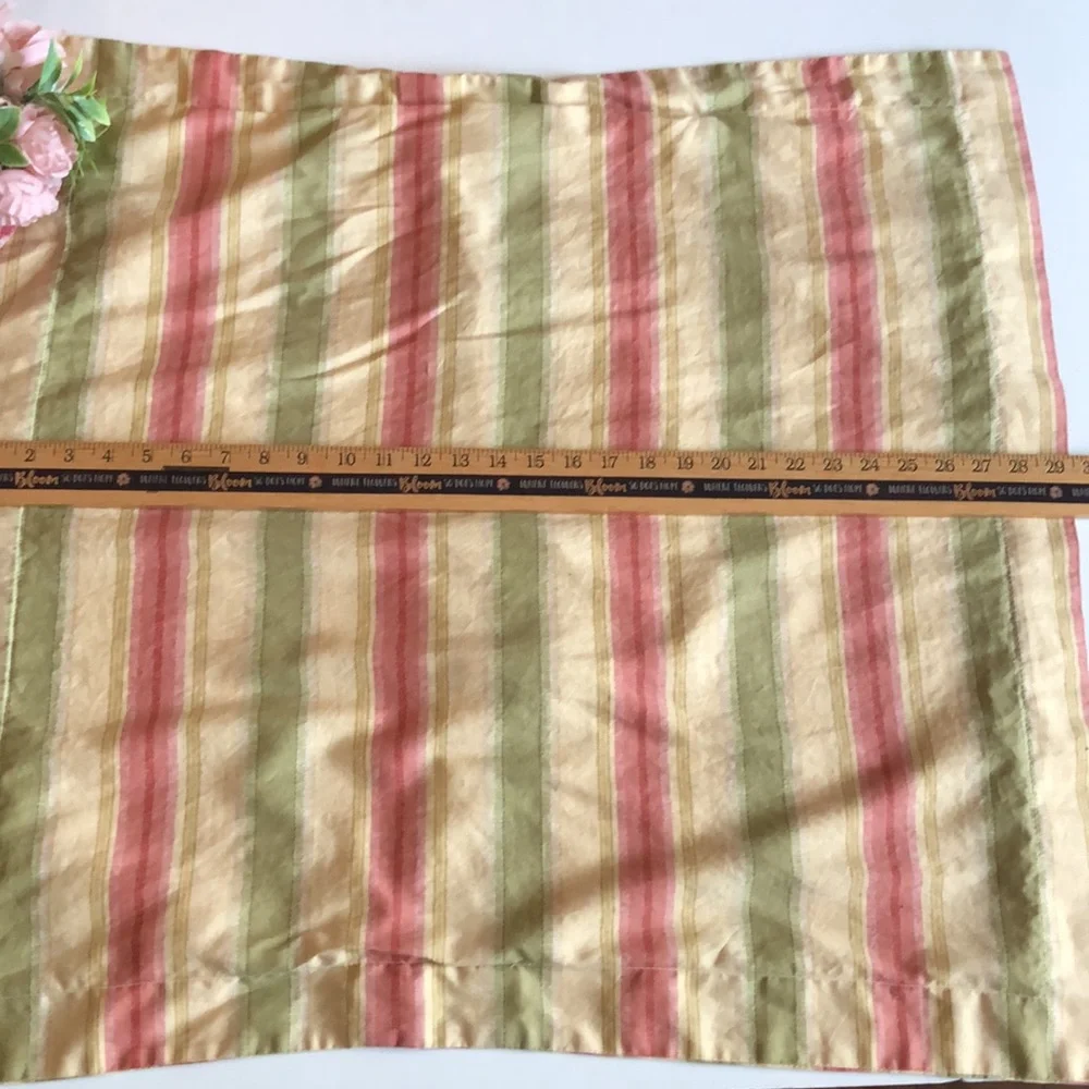 WAVERLY FOREVER YOURS GOLD ROSE PINK STRIPE FLORAL European sham 90s vibe